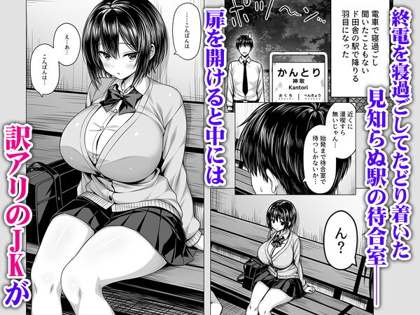 深夜の無人駅で巨乳家出JK拾った 画像1